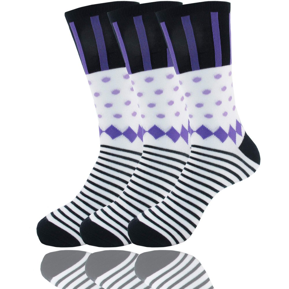 BambooMN Women's Polka Dot Stripe Socks - Black - 3 Pairs - Size 4-10