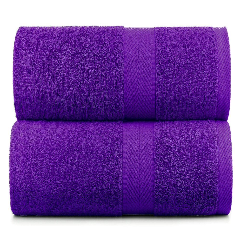 BY LORA Natural Water Absorbent Bath Sheet Towel Set Oversized, Soft, Eco-Friendly Terry Cotton Towels for Home and Spa - Purple - 2-Pieces