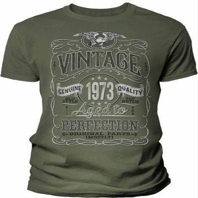 53rd Birthday Gift Shirt for Men - Vintage 1973 Aged to Perfection - Military-002-4X