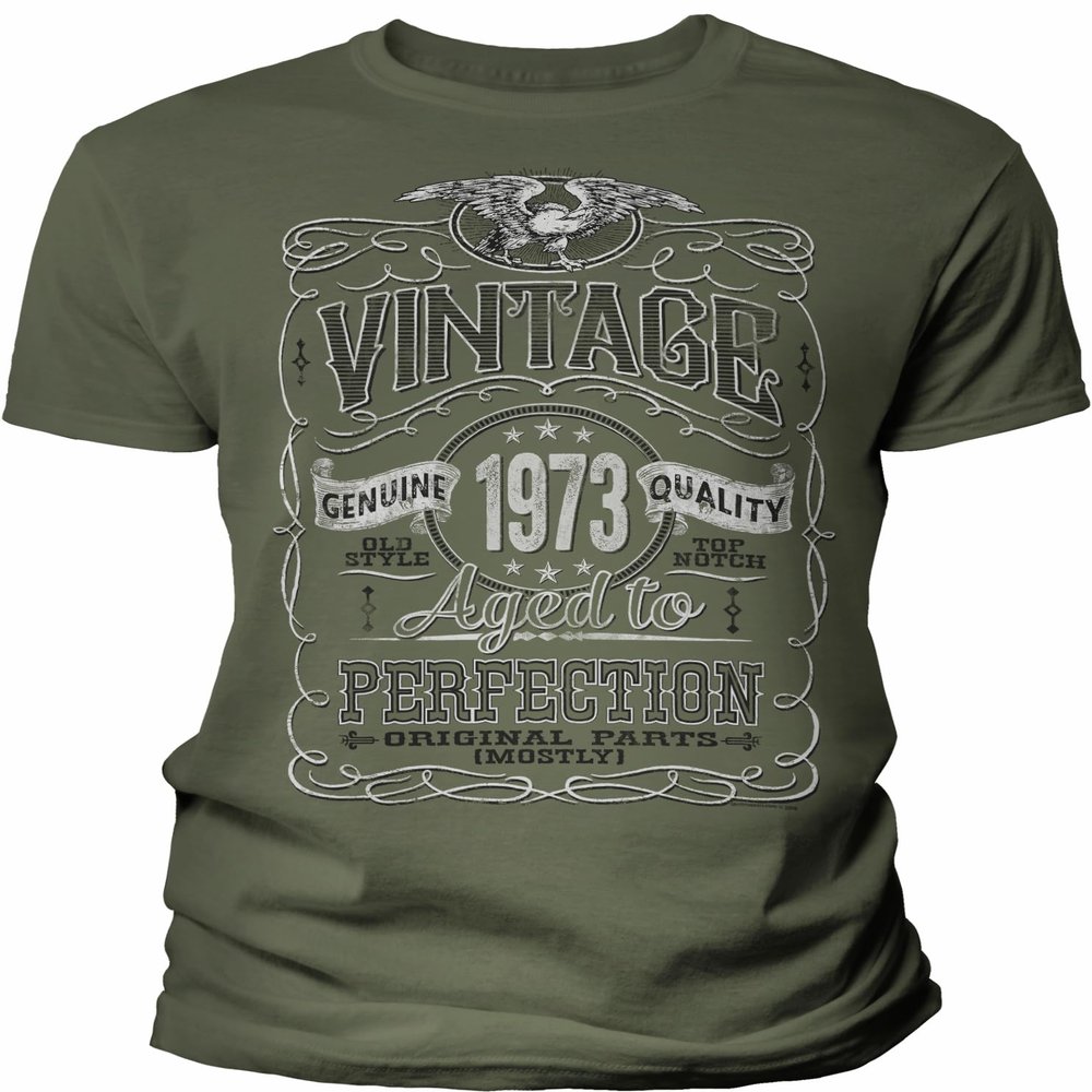 53rd Birthday Gift Shirt for Men - Vintage 1973 Aged to Perfection - Military-002-4X