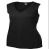 SPORT-TEK Women's Sleeveless PosiCharge Competitor V-Neck Tee | Athletic Fit Shirt, Spring & Summer Workout Tank Top, Trendy Gym Fashion Black view 3