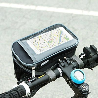 GKPR Bicycle Frame Bags Top Tube Handlebars Bag Bike Storage Bag Mobile Phone Holder-black
