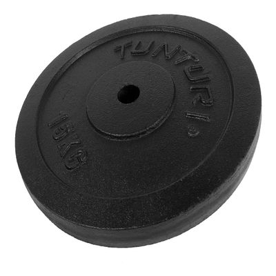 TUNTURI Unisex's Cast Iron Weight Black 15.0kg, Single Plate, 15 kg