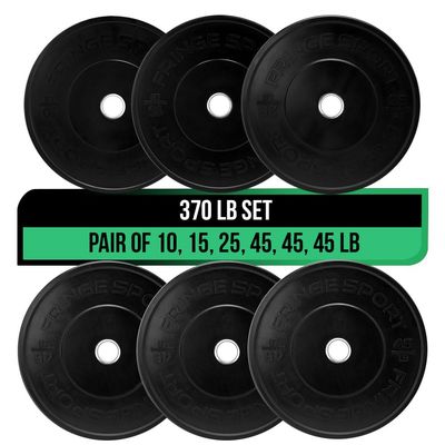 Black Bumper Plate Sets - 100 - 460 LBS of weights for Weightlifting & Strength Training | Durable, Bumper Plates For Olympic, Home & Gym Training Equipment with a Dead Bounce, Weight Plates Sets, Ideal for Power Lifting