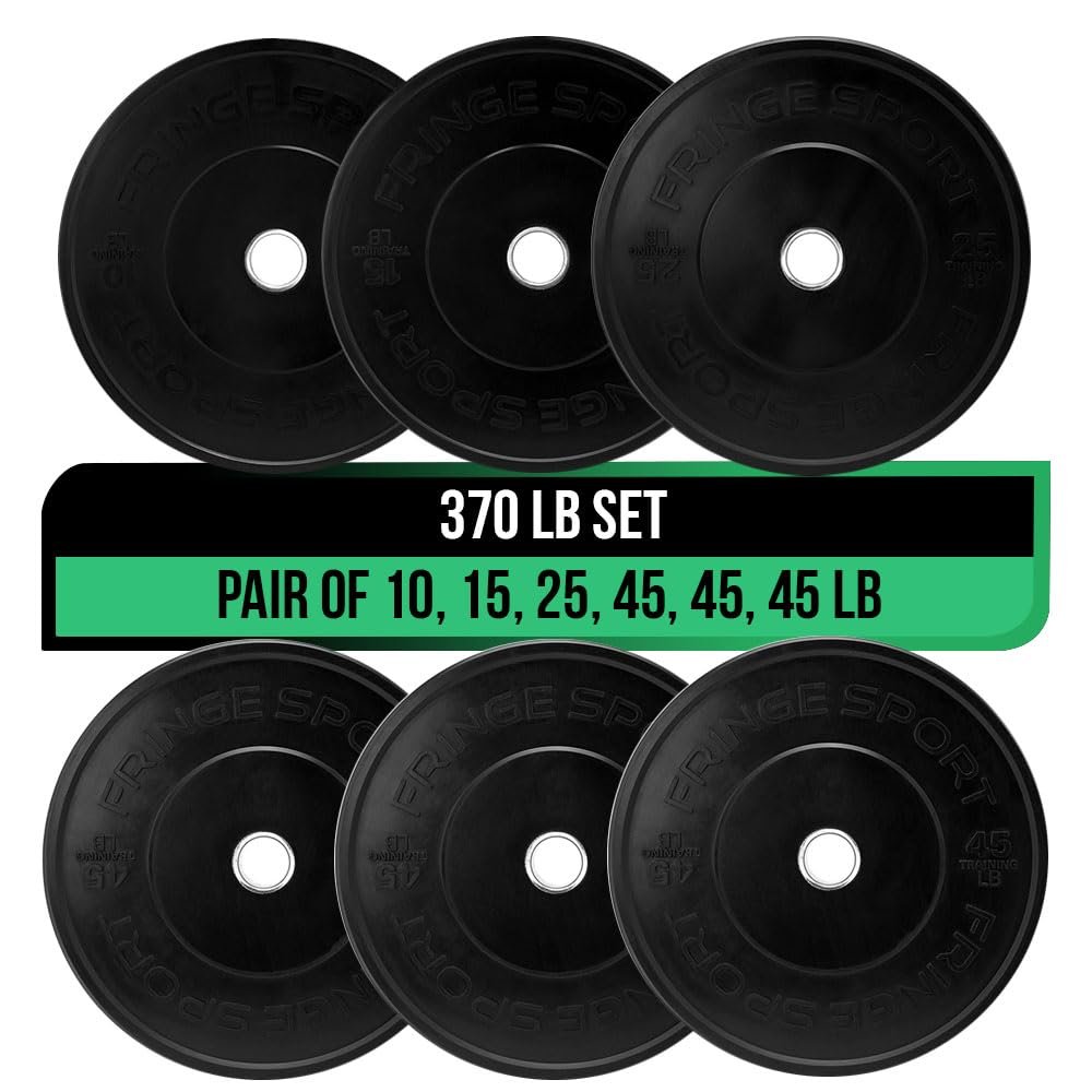 Black Bumper Plate Sets - 100 - 460 LBS of weights for Weightlifting & Strength Training | Durable, Bumper Plates For Olympic, Home & Gym Training Equipment with a Dead Bounce, Weight Plates Sets, Ideal for Power Lifting