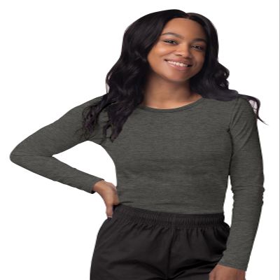 Sivvan Scrubs for Women - Long Sleeve Comfort Underscrub Tee - S8500 - Heather Charcoal - 2X