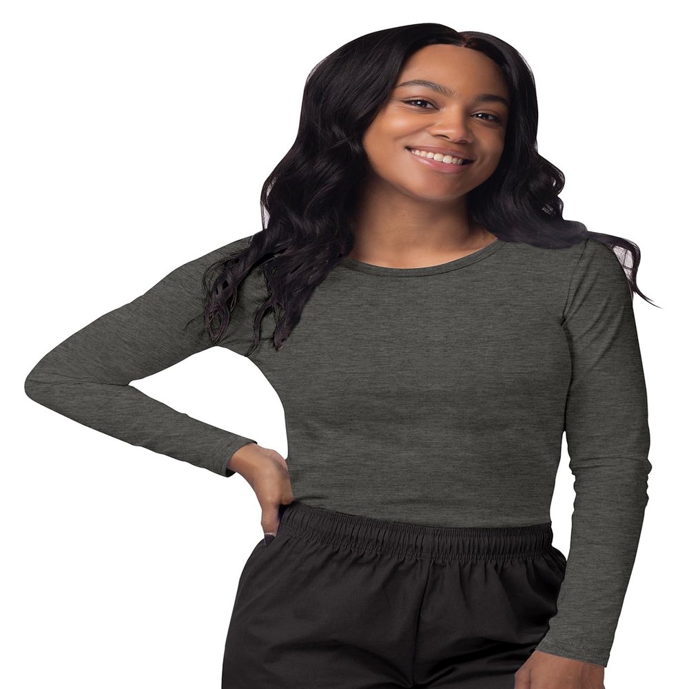 Sivvan Scrubs for Women - Long Sleeve Comfort Underscrub Tee - S8500 - Heather Charcoal - 2X