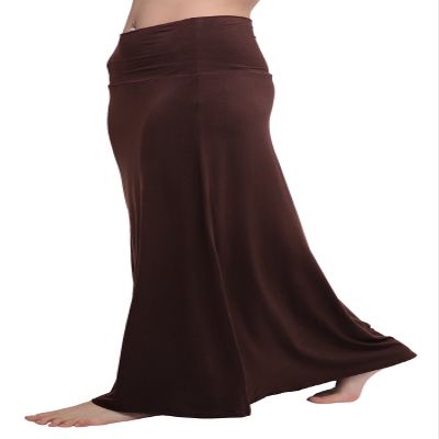 Urban CoCo Women's Stylish Spandex Comfy Fold-Over Flare Long Maxi Skirt (L, Rum Raisin)