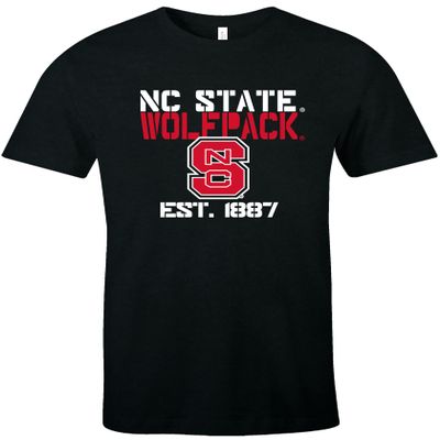 NCAA North Carolina State Wolfpack Est Stack Jersey Short Sleeve T-Shirt, Black,Small