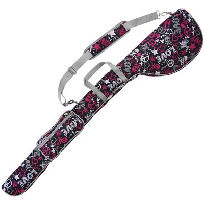 Azrof Collapsible Club Case Golf Range Bag, Skull Punk Pink