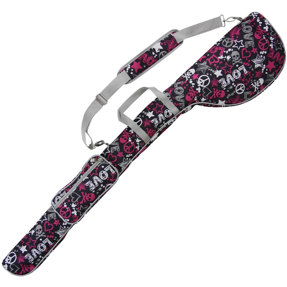 Azrof Collapsible Club Case Golf Range Bag, Skull Punk Pink