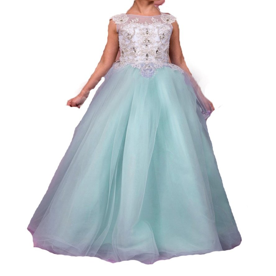 BessDress Beads Pageant Gown Lace Formal Party Dresses for Princess BD222