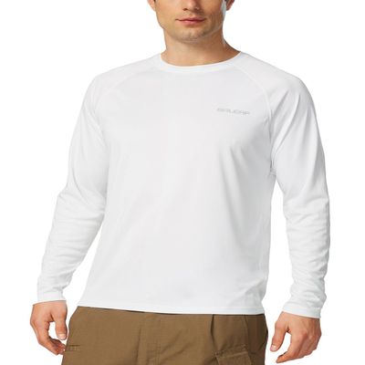baleaf Men's Sun Protection Shirts UV SPF T-Shirts UPF 50+ Long Sleeve Rash Guard Fishing Running Quick Dry White Size XL