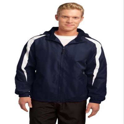 SPORT-TEK Unisex Fleece-Lined Colorblock Jacket | Warm Windbreaker Jacket for Men & Women, Water Resistant Zip Up Hoodie