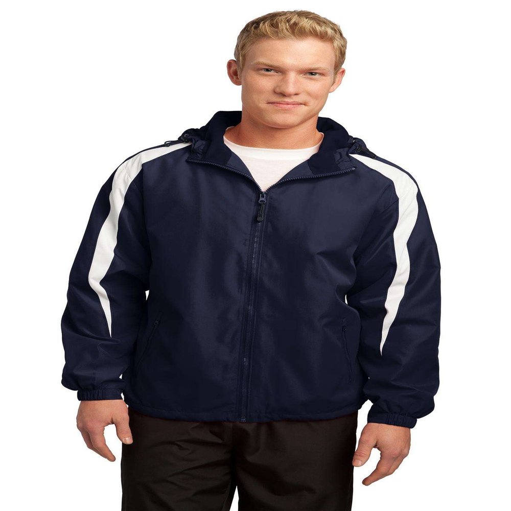 SPORT-TEK Unisex Fleece-Lined Colorblock Jacket | Warm Windbreaker Jacket for Men & Women, Water Resistant Zip Up Hoodie