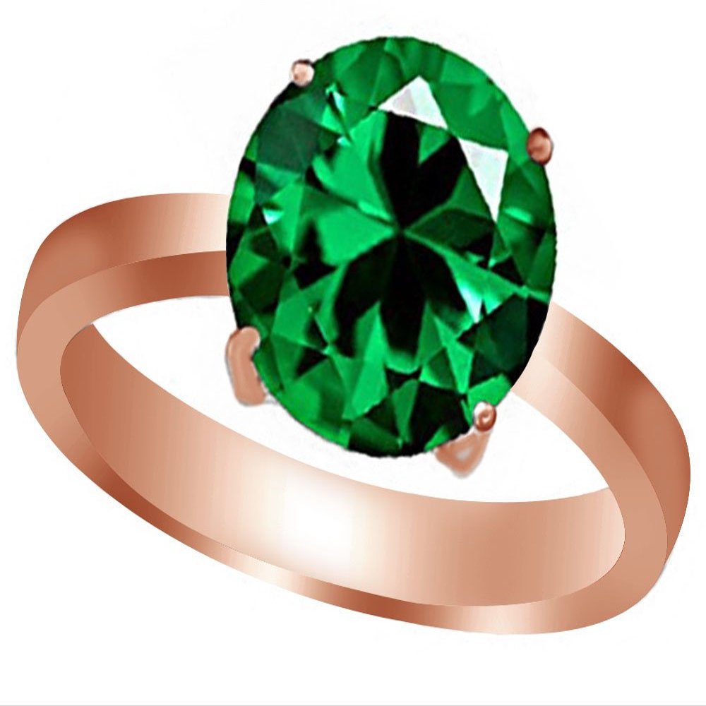 Solitaire Engagement Ring for Women Round Simulated Emerald 925R Silver-12