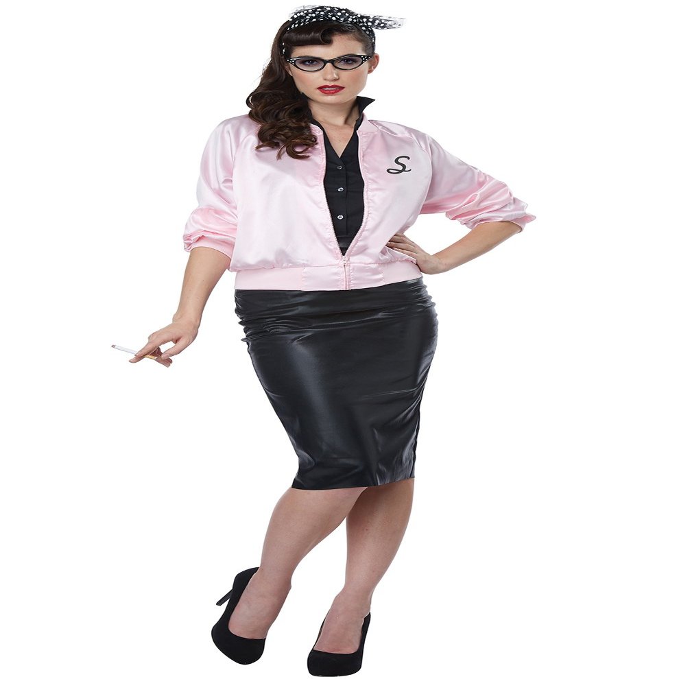 California Costumes Women's 50'S Satin Varsity Jacket Adult Woman Costume, pink, Extra Large