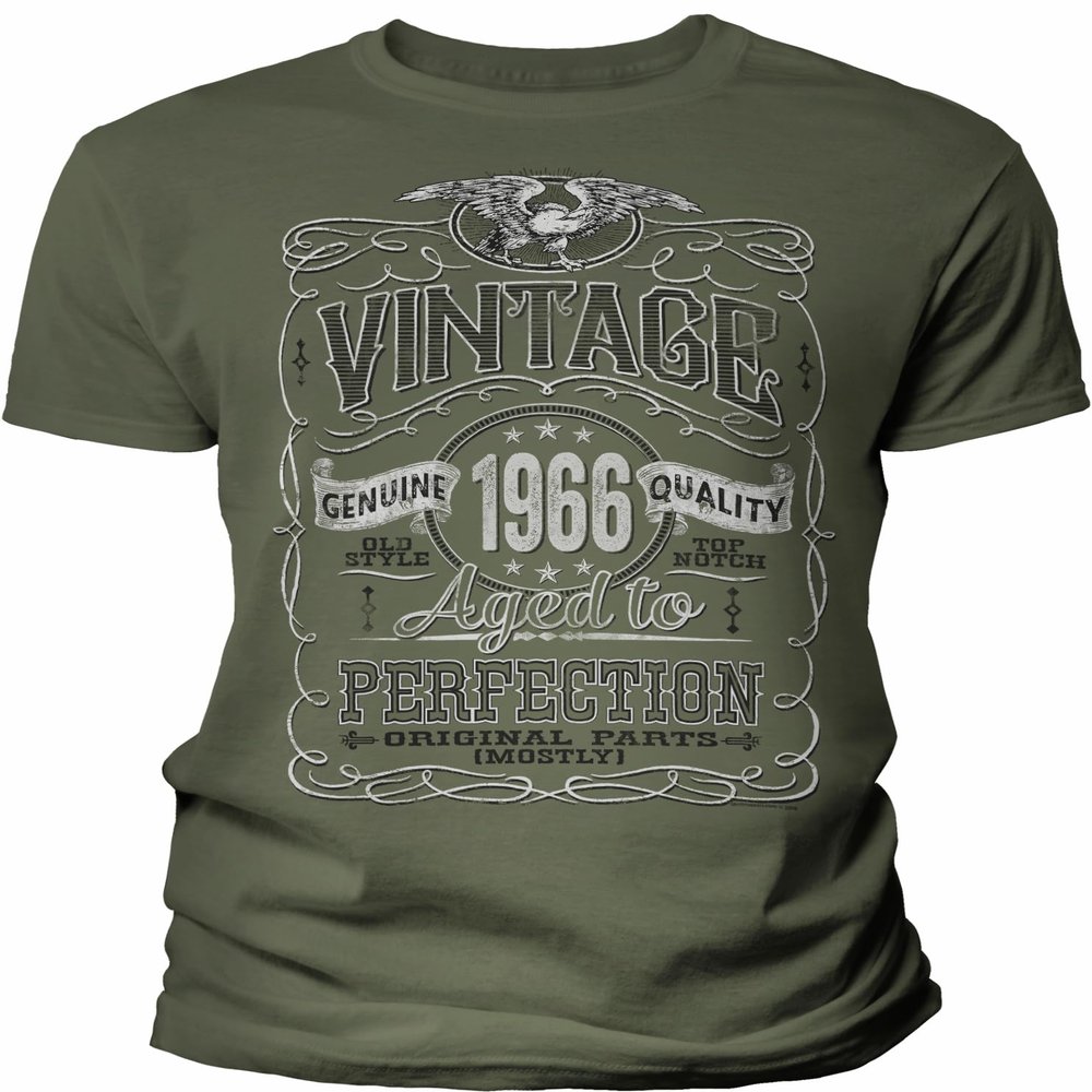 60th Birthday Gift Shirt for Men - Vintage 1966 Aged to Perfection - Military-002-Md