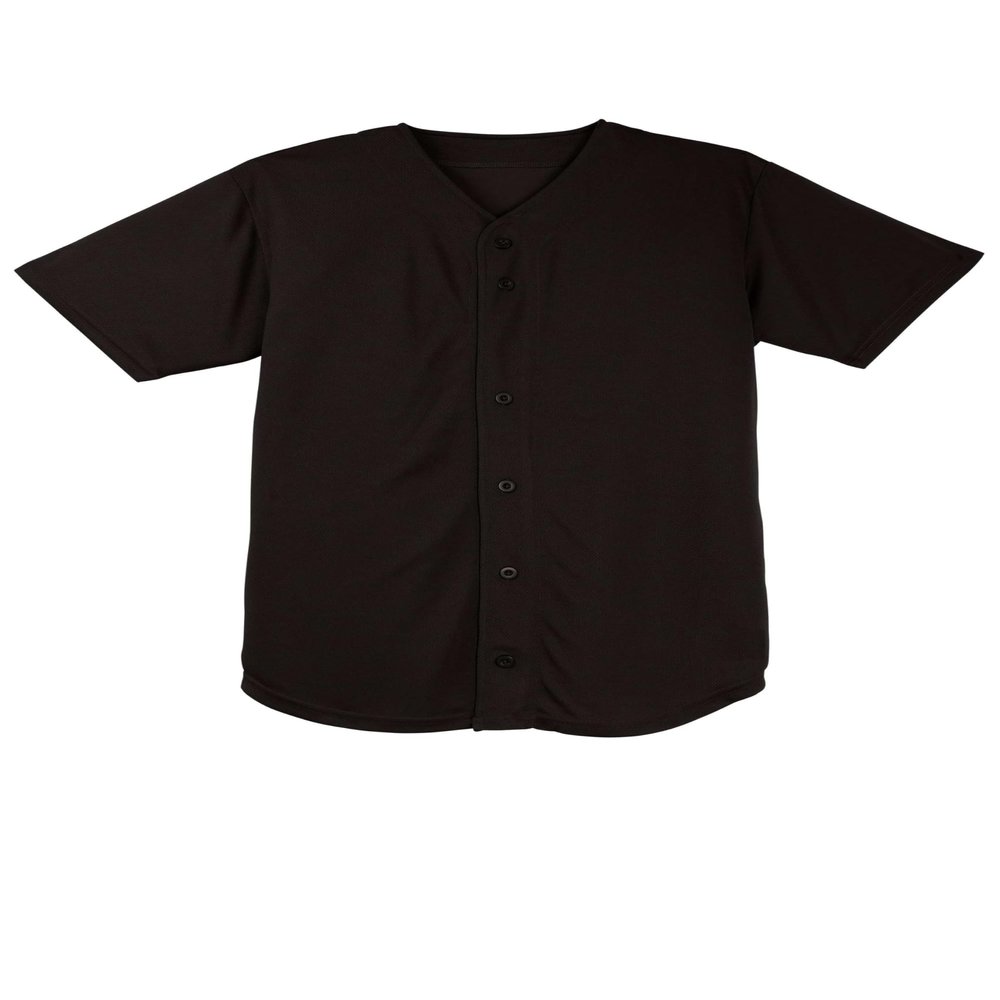 SPORT-TEK PosiCharge Tough Mesh Full-Button Jersey | Casual Baseball Shirt for Men & Women, Athletic Fit Top for Spring & Summer Fashion Black