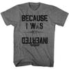 American Classics Top Gun 1980's Military Action Movie Because I was Inverted Adult T-Shirt - X-Large - Graphite Heather view 1