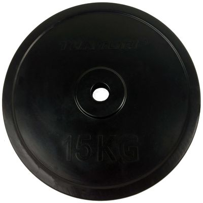 TUNTURI Unisex's Rubber 15.0kg, Single Plate, Black, 15 kg