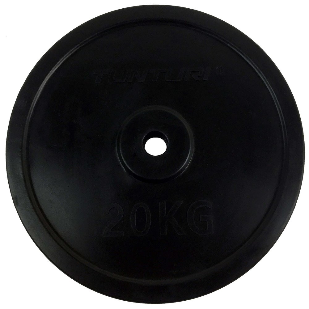 Tunturi Unisex Adult Weight Plates Rubber Plate 20.0kg, Single Plate - Black, 1