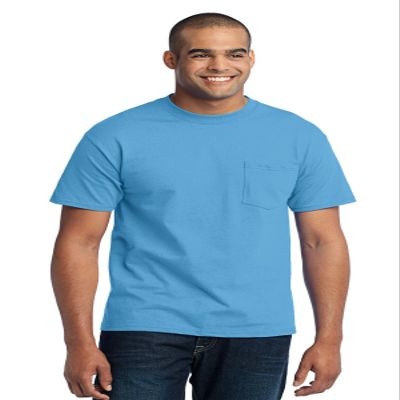 Port & Company Core Blend Pocket Tee Aquatic Blue