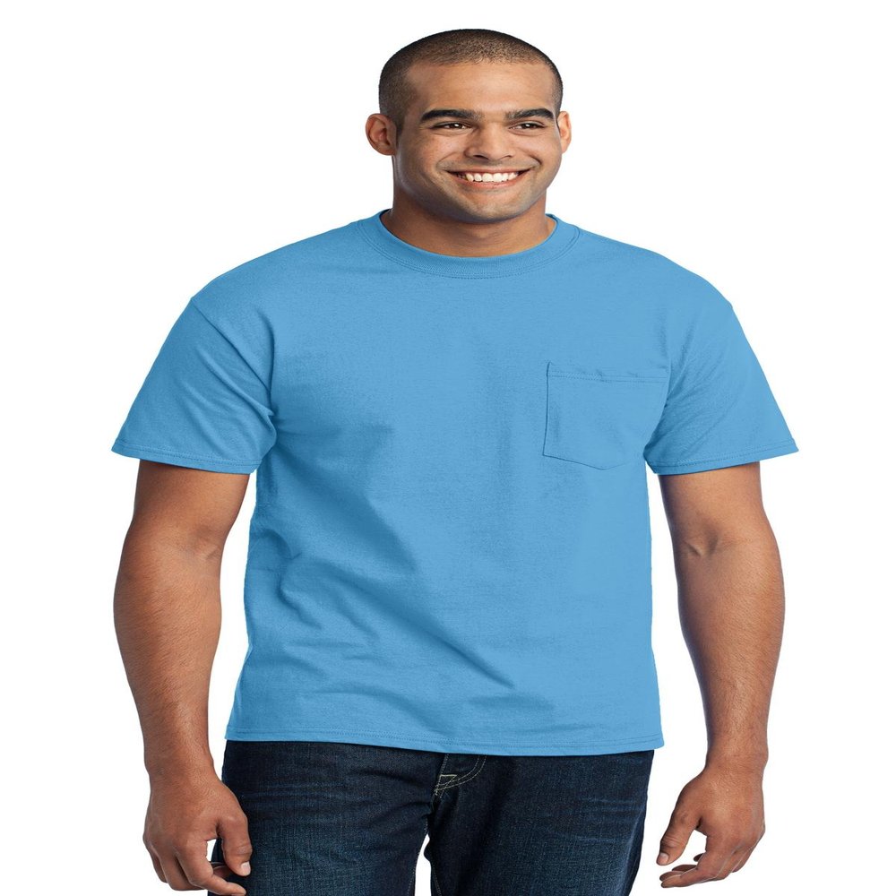 Port & Company Core Blend Pocket Tee Aquatic Blue