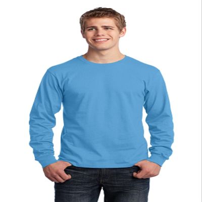Port & Company - Long Sleeve Core Cotton Tee L Aquatic Blue