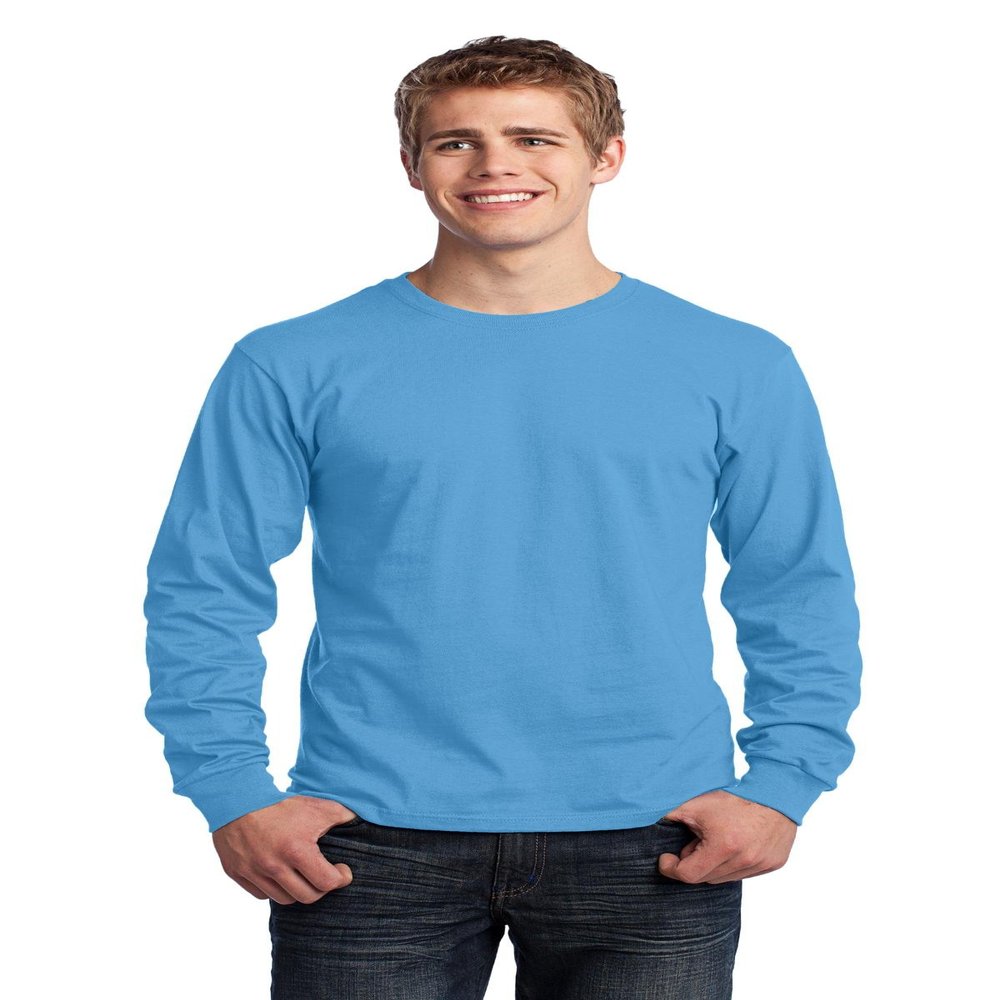Port & Company - Long Sleeve Core Cotton Tee L Aquatic Blue