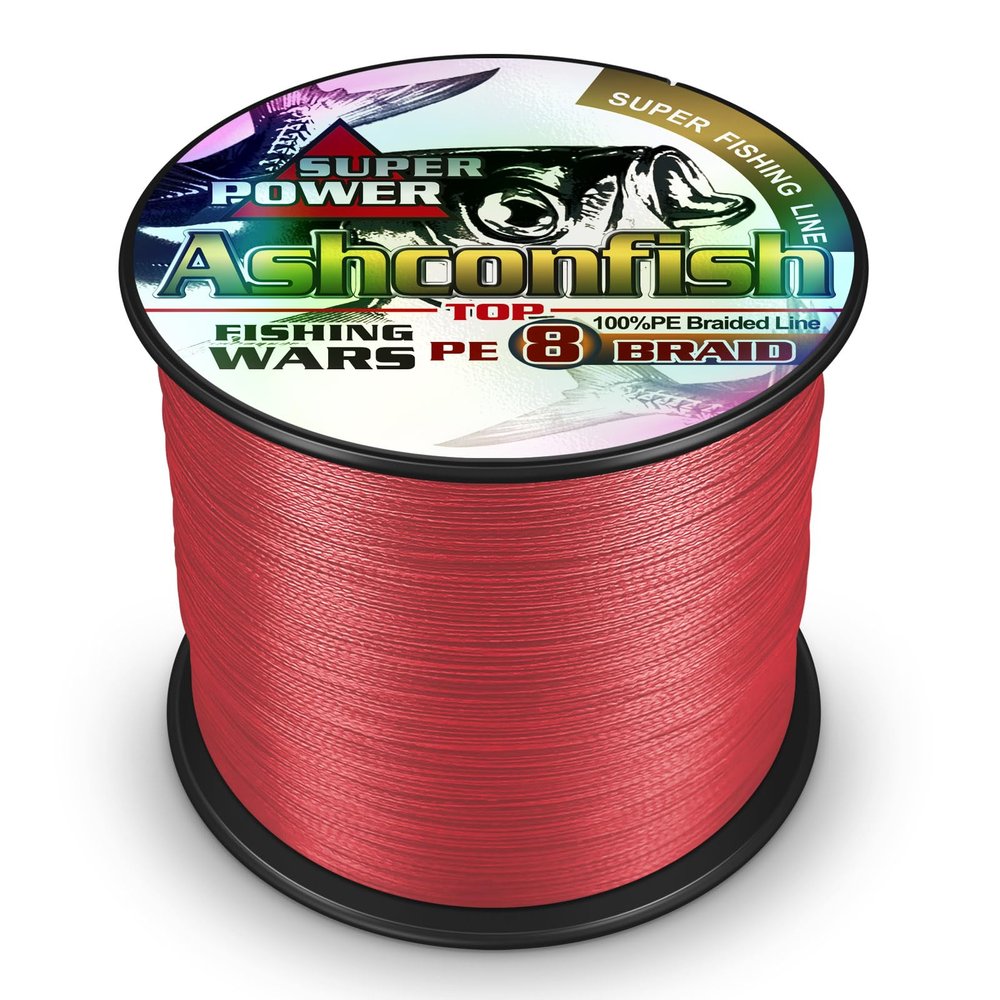 Ashconfish Braided Fishing Line-8 Strands Super Strong Fishing Wire 1000M/1093Yards 20LB-Abrasion Resistant Braided Lines-Incredible Superline-Zero Stretch-Superfine Diameter- Red