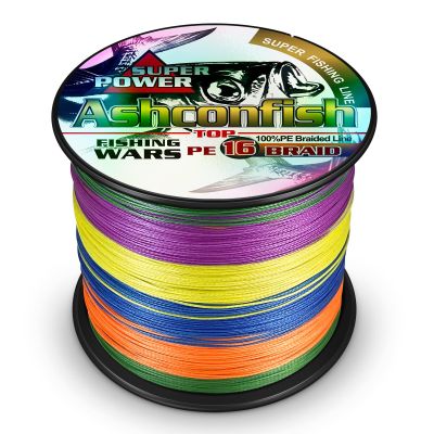 Ashconfish Braided Fishing Line-16 Strands Hollow Core Fishing Wire 1000M/1093Yards 60LB Abrasion Resistant Incredible Superline Zero Stretch Ultrathin Diameter Woven Thread Multi-Color