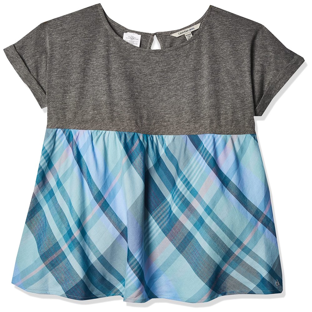 Calvin Klein Girls' Legacy Fashion Top, Medaqua, 2T