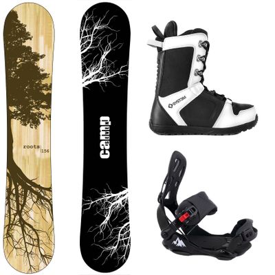 Camp Seven Roots CRC Snowboard and 2018 System LTX Flow Style Rear Entry Step in Binding Men's Complete Snowboard Package (159 cm, Boot Size 13)