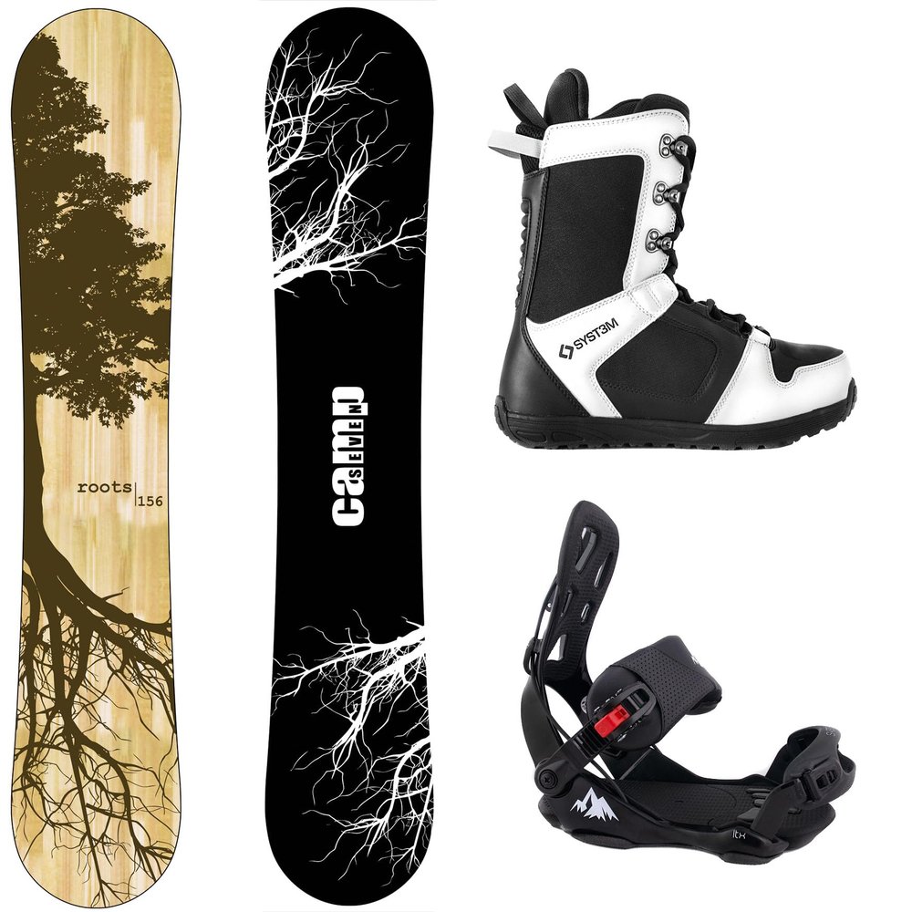 Camp Seven Roots CRC Snowboard and 2018 System LTX Flow Style Rear Entry Step in Binding Men's Complete Snowboard Package (159 cm, Boot Size 13)
