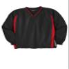 SPORT-TEK Unisex Tipped V-Neck Raglan Wind Shirt | Lightweight Rain Jacket for Men & Women, Pullover Windbreaker Jacket Black/True Red view 1