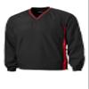 SPORT-TEK Unisex Tipped V-Neck Raglan Wind Shirt | Lightweight Rain Jacket for Men & Women, Pullover Windbreaker Jacket Black/True Red view 3