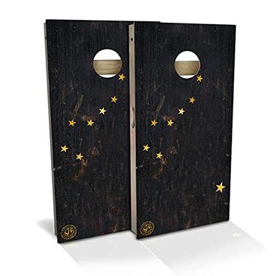Slick Woody's Professional-Grade Cornhole Boards - 4'x2' Solid Wood Regulation Flag Bean Bag Toss Game with 8 Resin Filled Bags