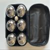 BuyBocceBalls Listing - 73mm Metal Bocce/Petanque Set with 6 Silver Balls and Green Bag - Single view 1