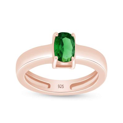 AFFY Solitaire Engagement Ring Cushion Simulated Emerald In 925R Silver-11