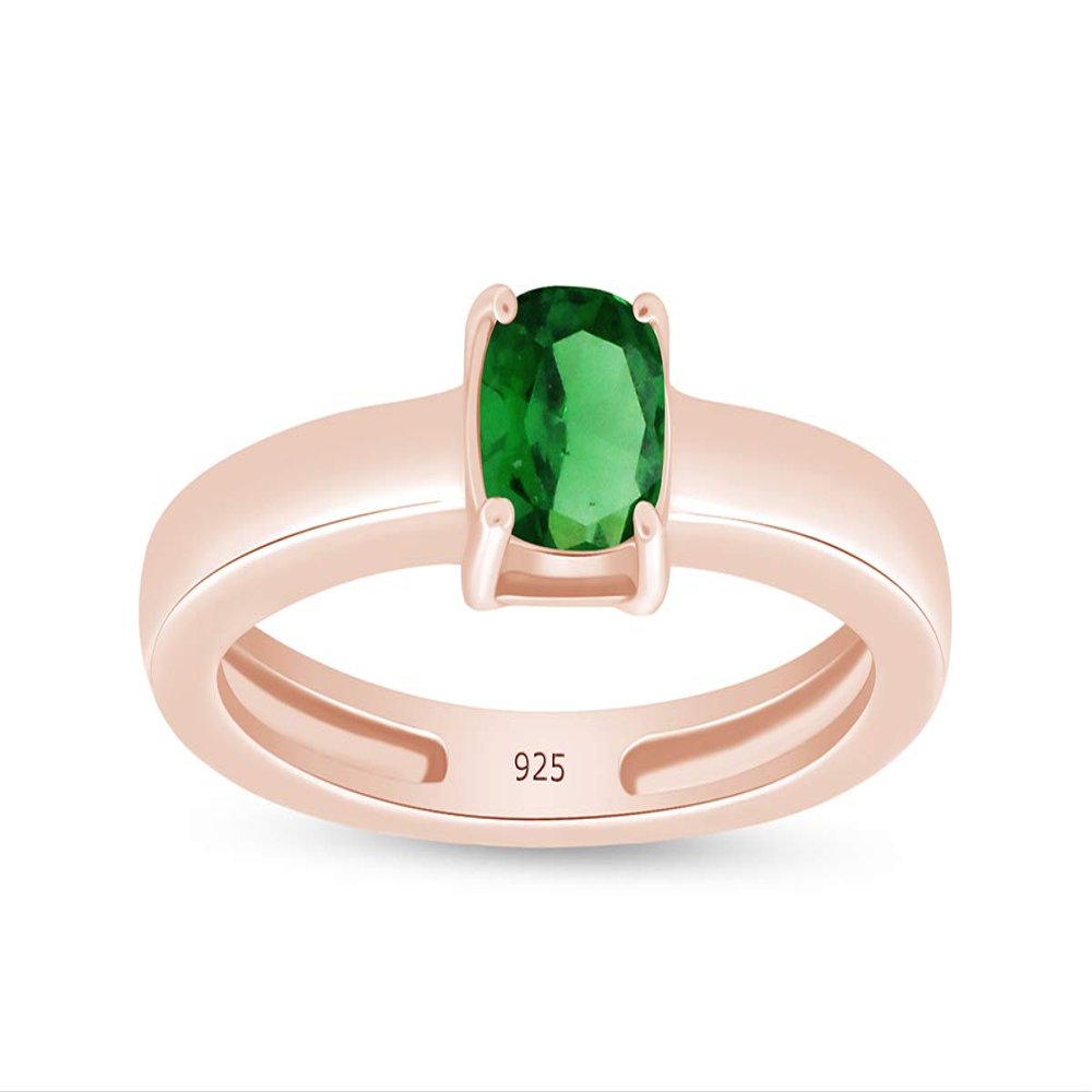 AFFY Solitaire Engagement Ring Cushion Simulated Emerald In 925R Silver-11