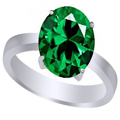 Solitaire Engagement Ring for Women Round Simulated Emerald 925W Silver-14