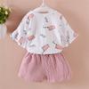 FTSUCQ Little Gilrs Coke Pattern Shirt Top with Middle Pants, Two-Pieces Sets,Pink 100 view 3