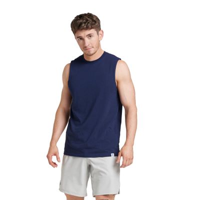 Russell Athletic Men's Cotton Performance Sleeveless Muscle T-Shirt,Navy,XX-Large