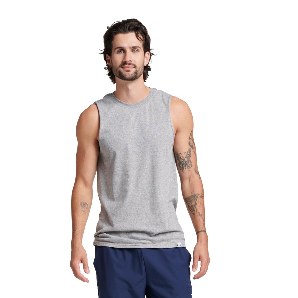 Russell Athletic Men's Cotton Performance Sleeveless Muscle T-Shirt,Oxford,X-Large