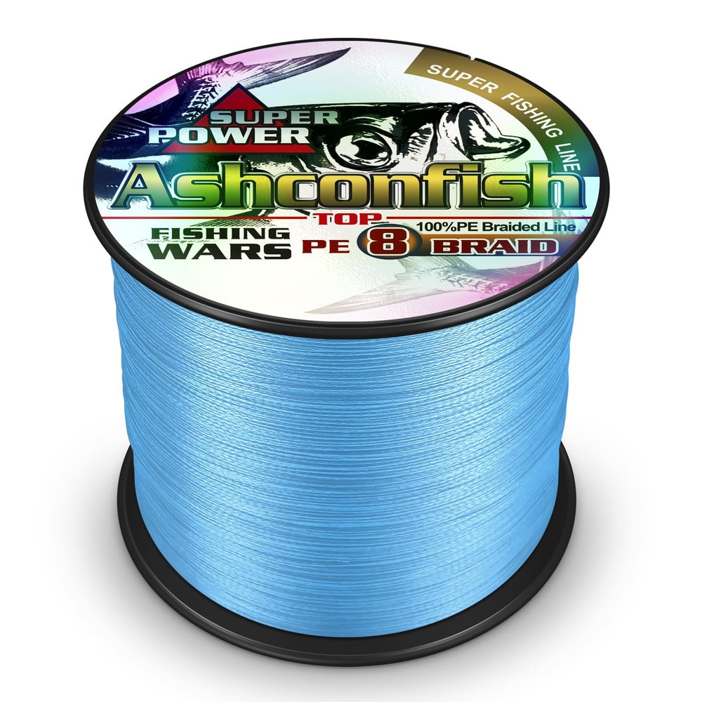 Ashconfish Braided Fishing Line- 8 Strands Super Strong PE Fishing Wire Heavy Tensile for Saltwater & Freshwater Fishing -Abrasion Resistant - Zero Stretch- 1500M/1640Yards 300LB Blue