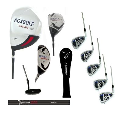 AGXGOLF Men's Senior Left Hand Regular Length Magnum XLT Complete Golf Club Set 460cc Driver, Fairway Wood, #3 Hybrid Iron 6-9 Irons + PW + Putter + Built in The USA