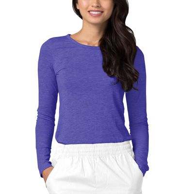 Adar Uniforms Underscrubs for Women - Long Sleeve Comfort Tee - 2900 - Heather Royal Blue - XXS