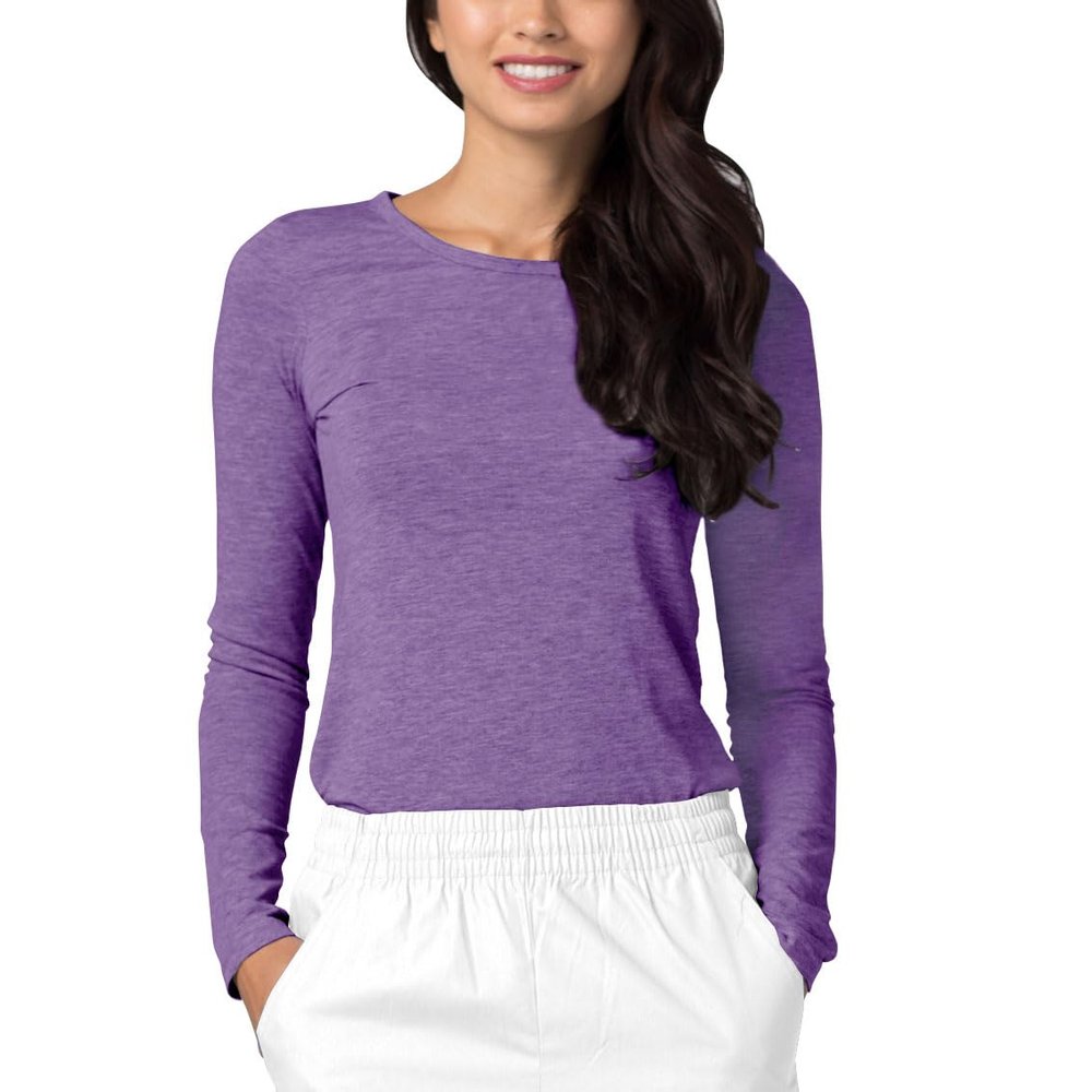 Adar Underscrubs for Women - Long Sleeve Underscrub Comfort Tee - 2900 - Heather Purple - XXS