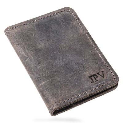 PEGAI Men's Minimalist Top Grain Leather Bi-Fold Wallet, Antique Brown, RFID Protected